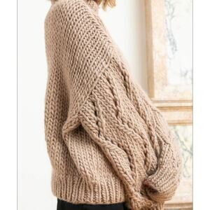 I Love Mr Mittens Lace Balloon Sleeve Chunky Wool Sweater Cream Size XS/S